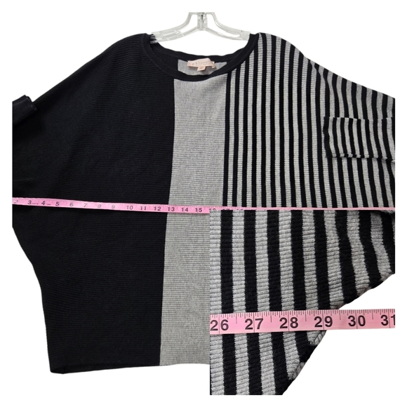 Philosophy 1X Black Gray Stripe Dolman Sleeve Pullover Lightweight Sweater Top - Picture 13 of 14